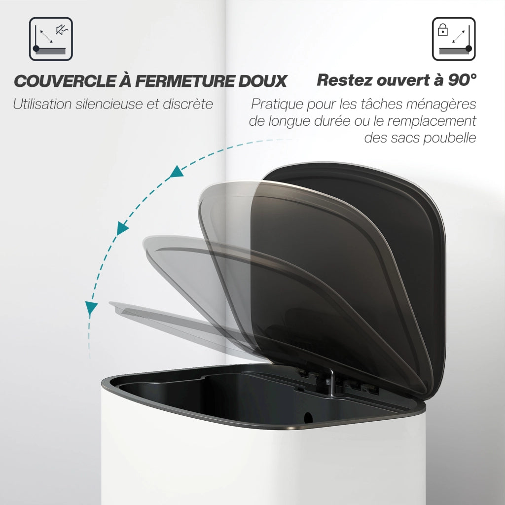 Cestino 50L con pedaliera ¨C zephmum ¨C crema 45.1x36.5x62.6cm