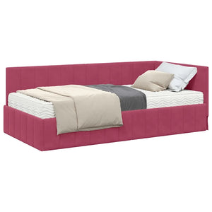 vidaXL Cornice del letto ad angolo Rosso vino 90 x 190 cm Velluto