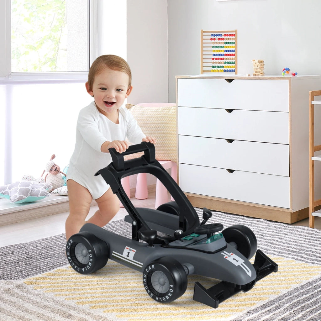 Pieghevole 4 in 1 girello attività per bambini, altezza regolabile, grigio