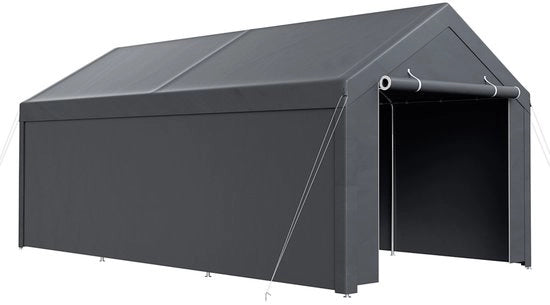 Capanno 3x6 m - tela PE - pareti laterali rimovibili - acciaio galvanizzato - grigio
