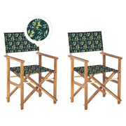 Set di 2 sedie da regista da giardino in legno chiaro con tessuto di ricambio in tessuto di acacia olive bianco sporco con 2 Tele intercambiabili