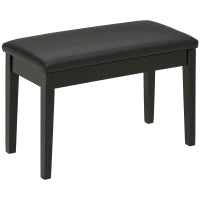 Sgabello per Pianoforte con Vano Contenitore in Legno e Finta Pelle PU, 75x35x49cm, Nero