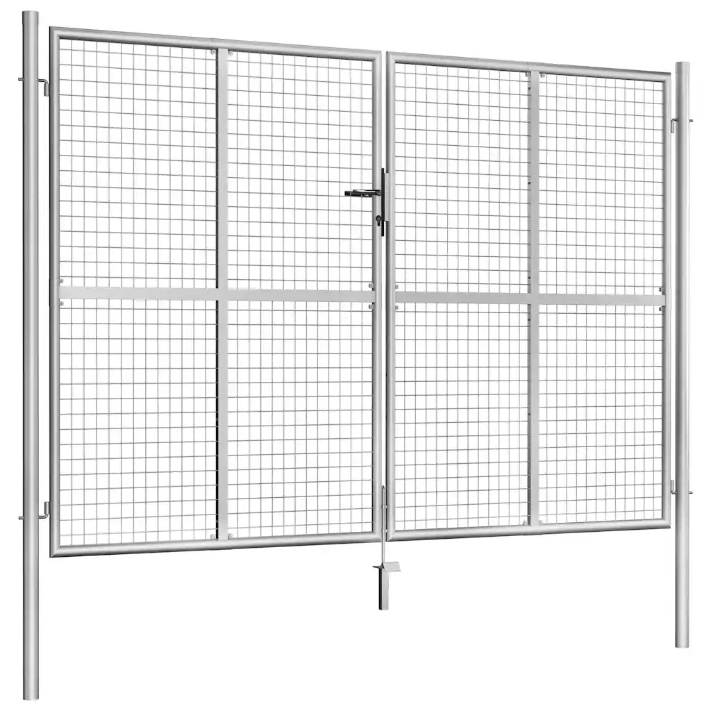 Cancello da Giardino in Acciaio Zincato 300x175 cm Argento 144765