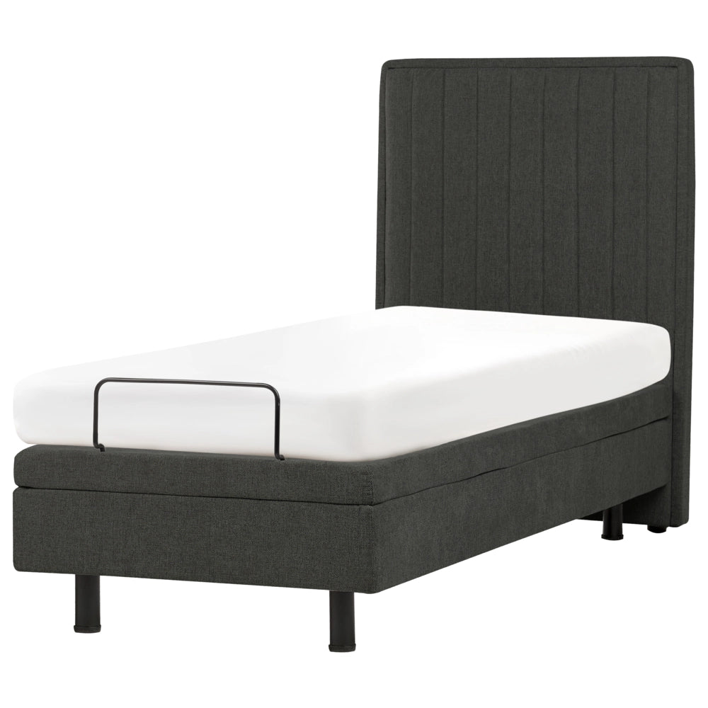 Letto singolo tessuto grigio scuro regolabile elettronicamente con telecomando con testiera 80x200 cm stile moderno