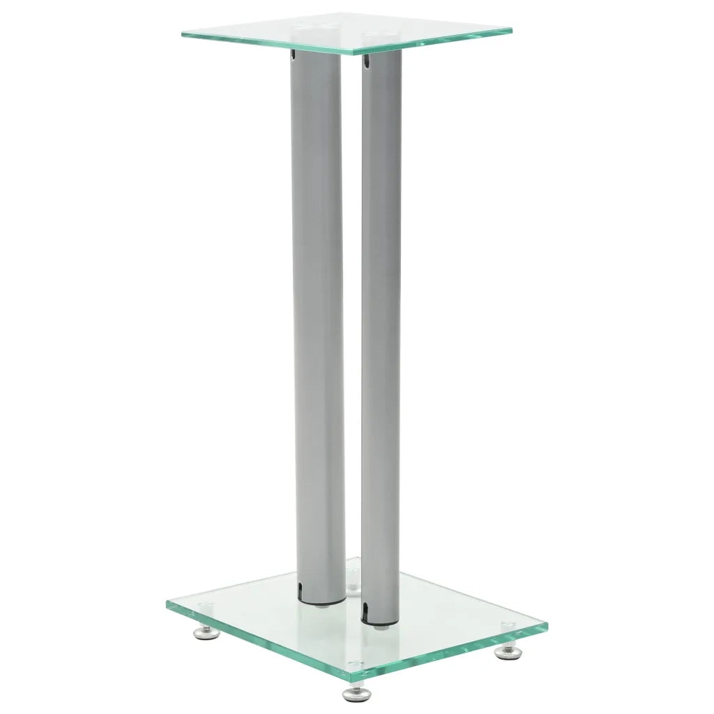 Supporti per Altoparlanti 2 pz Vetro Temperato a Colonne Argento CFW5203876