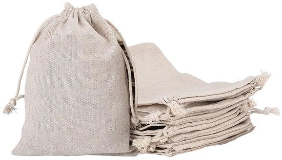 Sacchi di juta da regalo 10 pezzi - Sacchi di juta - Corda per trasportare - Riciclabile - 20 x 30 cm - Canapa/Lino resistente