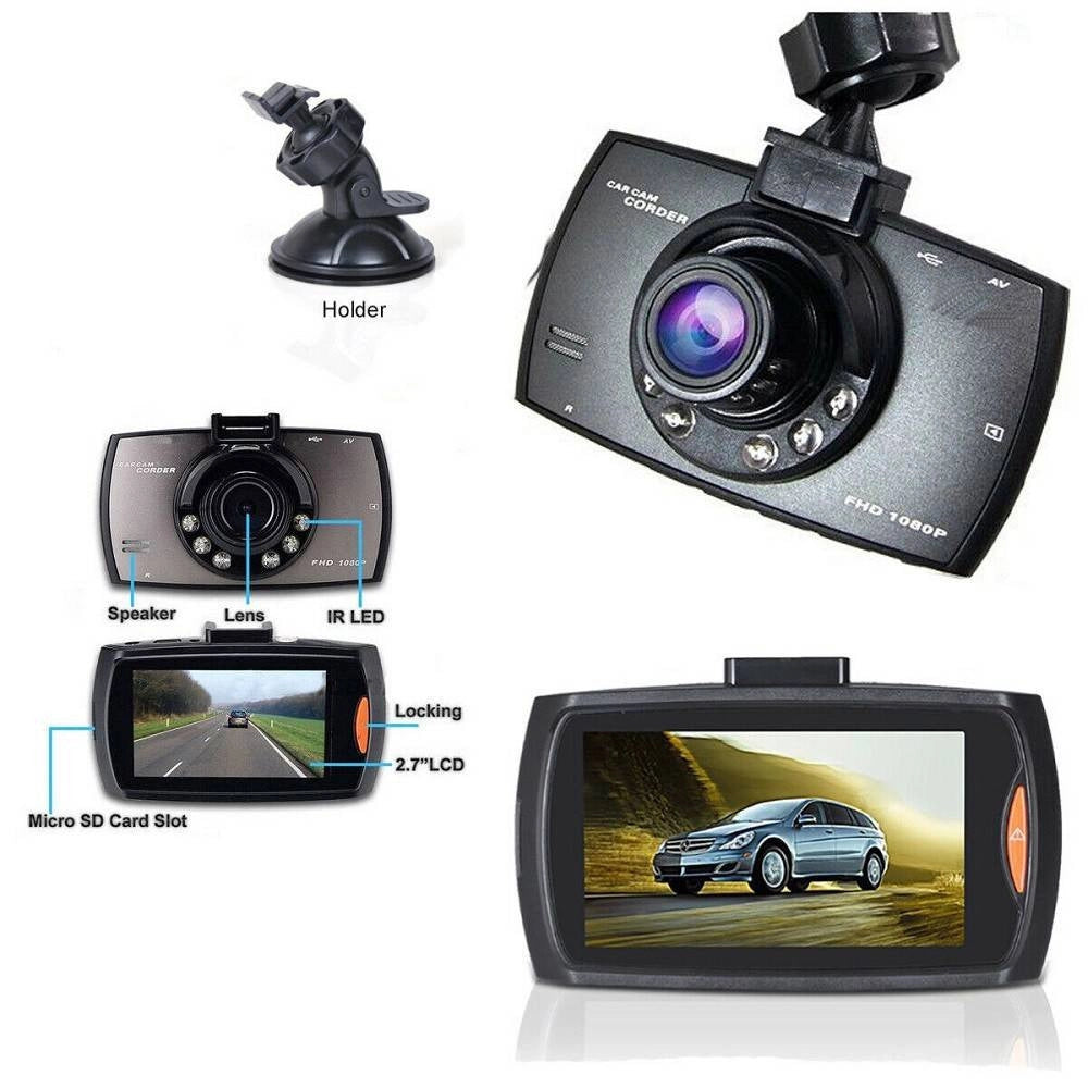 Trade Shop - Telecamera Per Auto Full Hd Dvr Car Video Camera Visione Notturna Lcd 2,4'' 6 Led -
