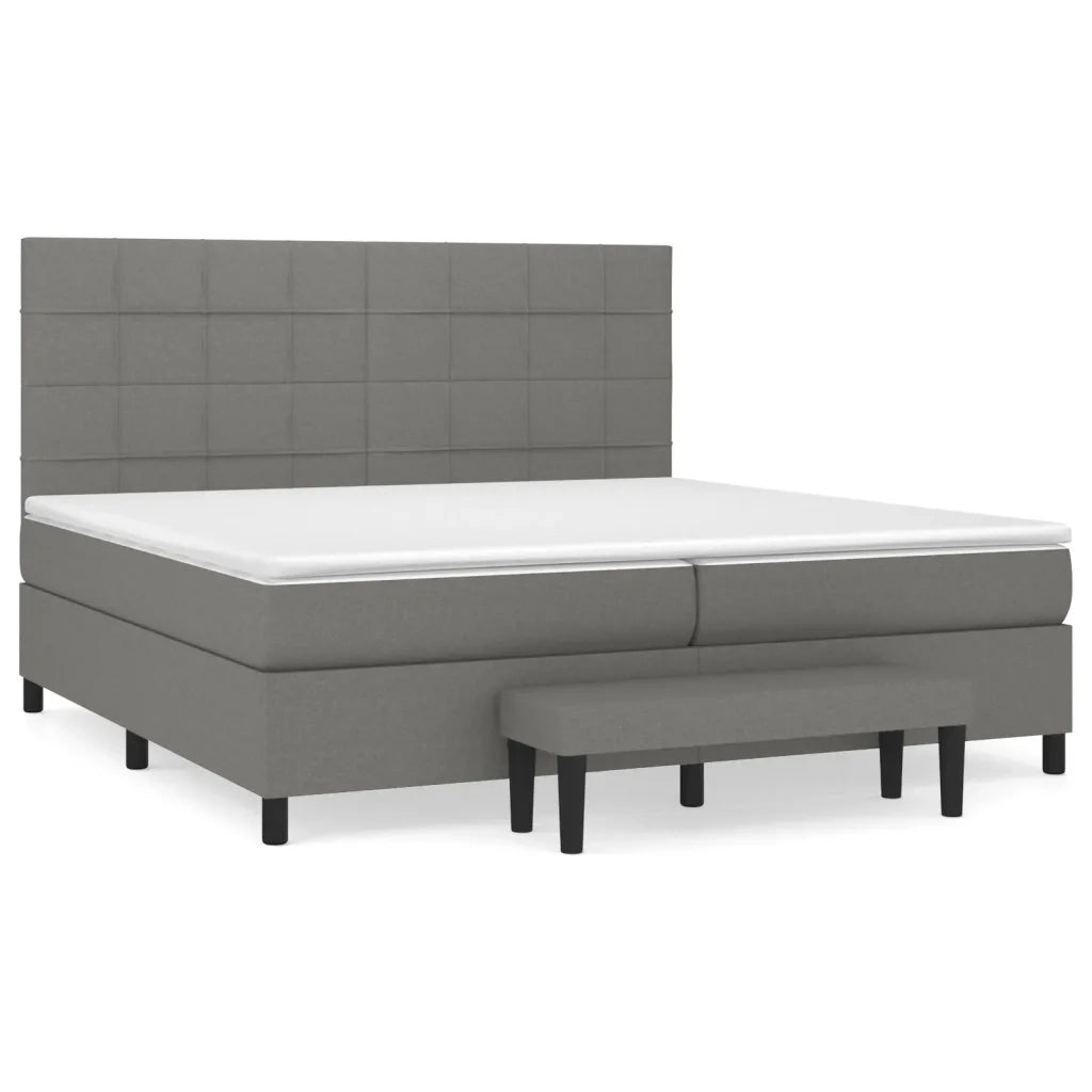 Giroletto a Molle con Materasso Grigio Scuro 200x200 cm Tessuto