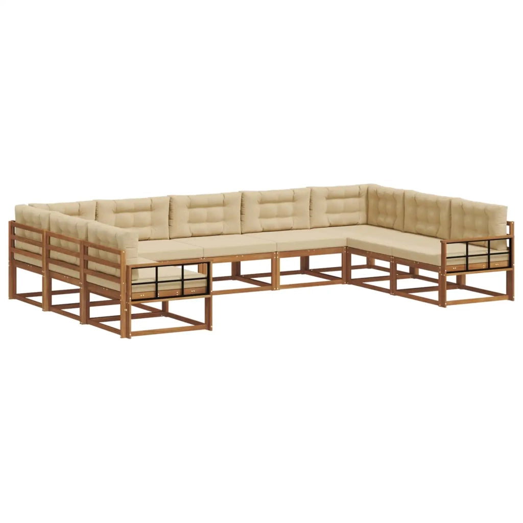 Set di divani da esterno con cuscino 9 pcs Naturale e Beige 3368181