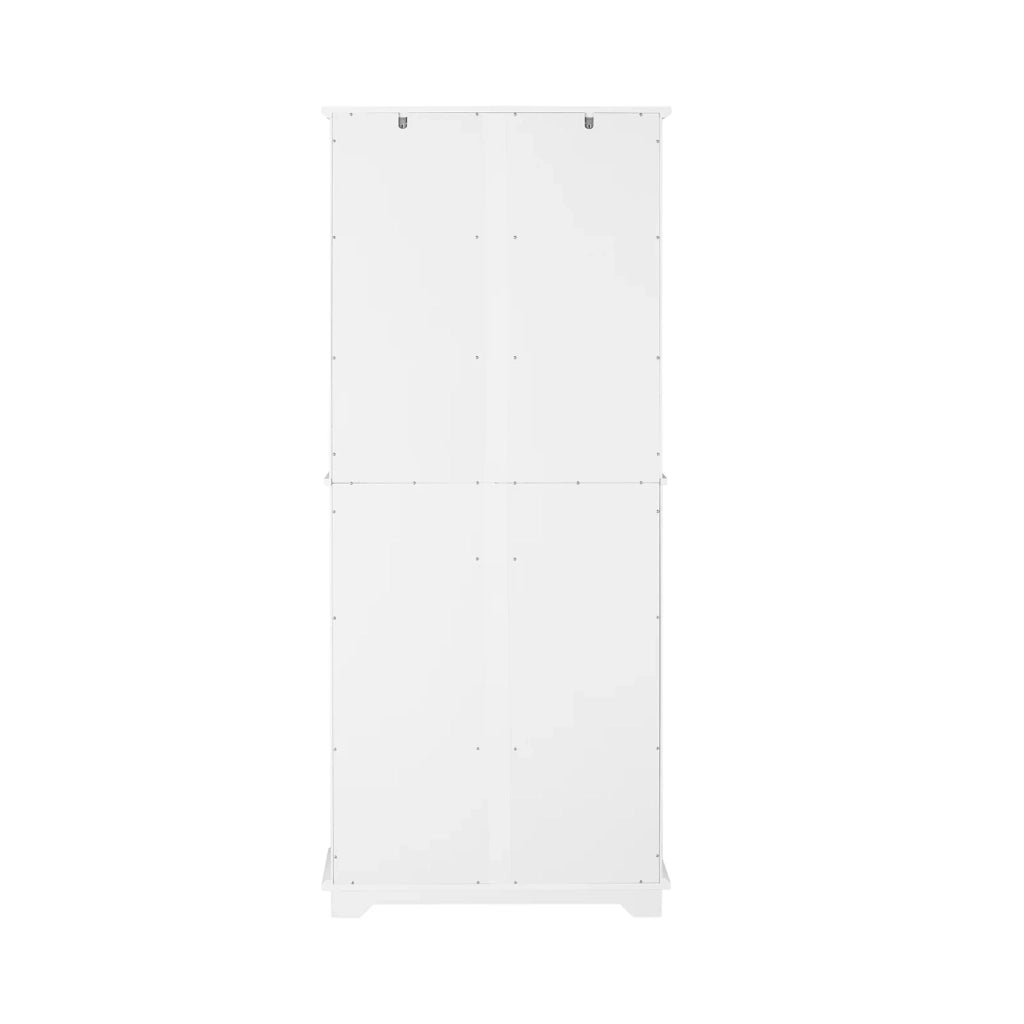 Credenza Alta Per Cucina Mobile Buffet In Legno Con 6 Scomparti E 2 Cassetti Armadio Dispensa In Stile Moderno Bianco 75x40x175cm FSB76-W
