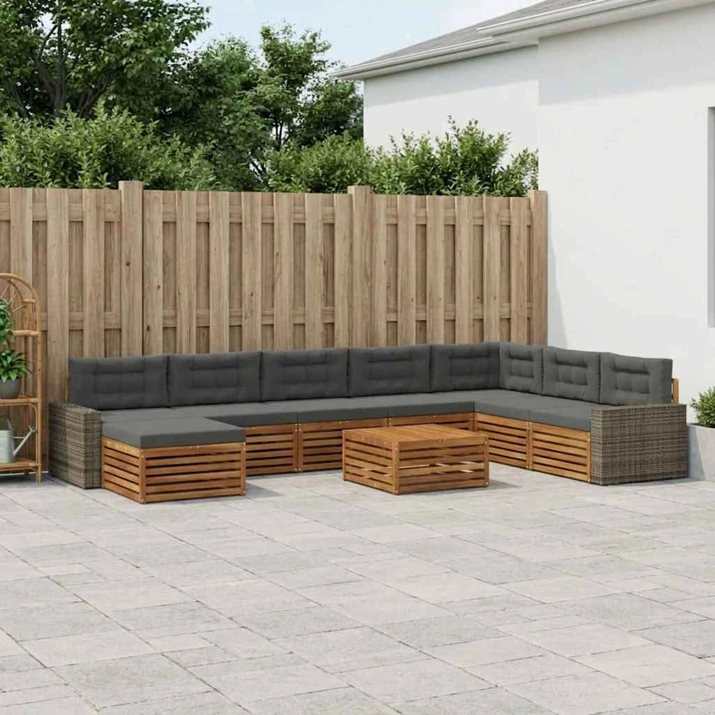 Set di divani da esterno 9 pz Naturale e Antracite 3383760