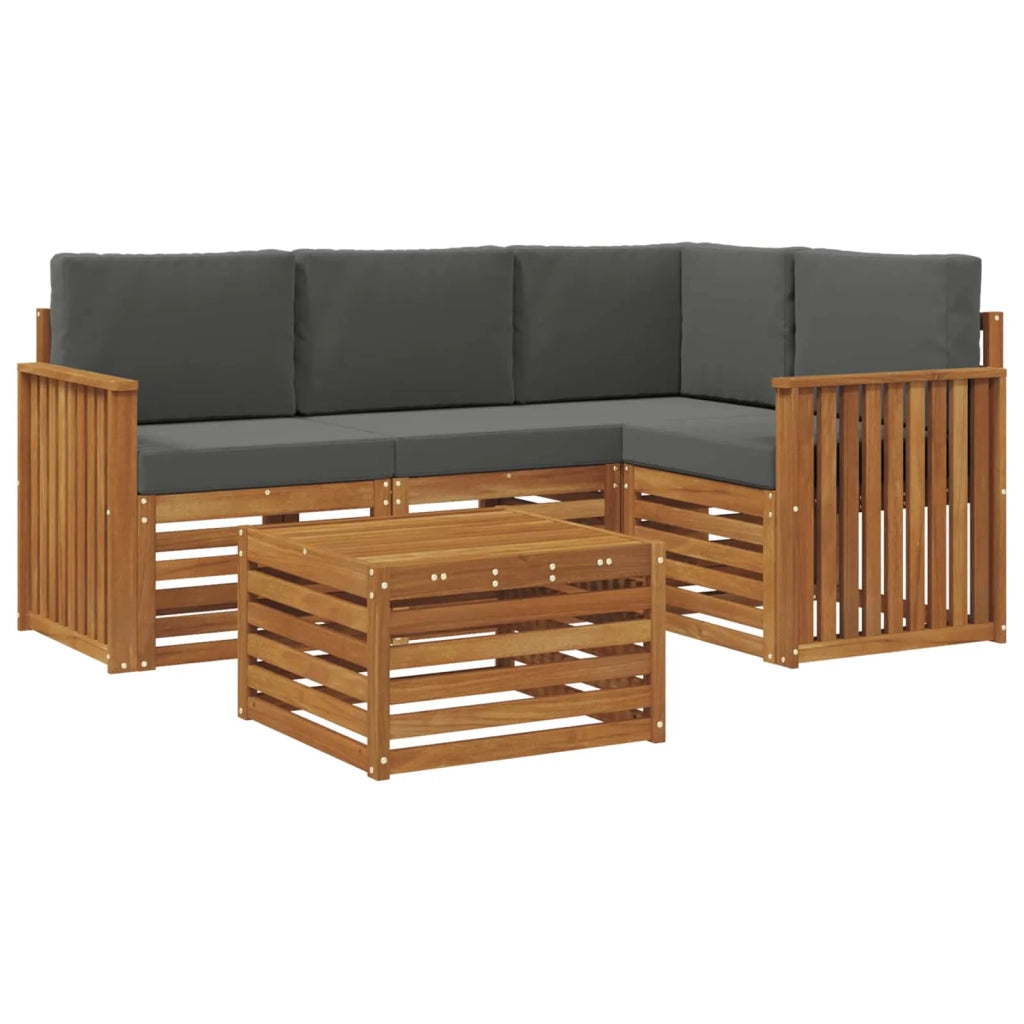 Set di divani da esterno con cuscino 5 pcs Naturale e Antracite