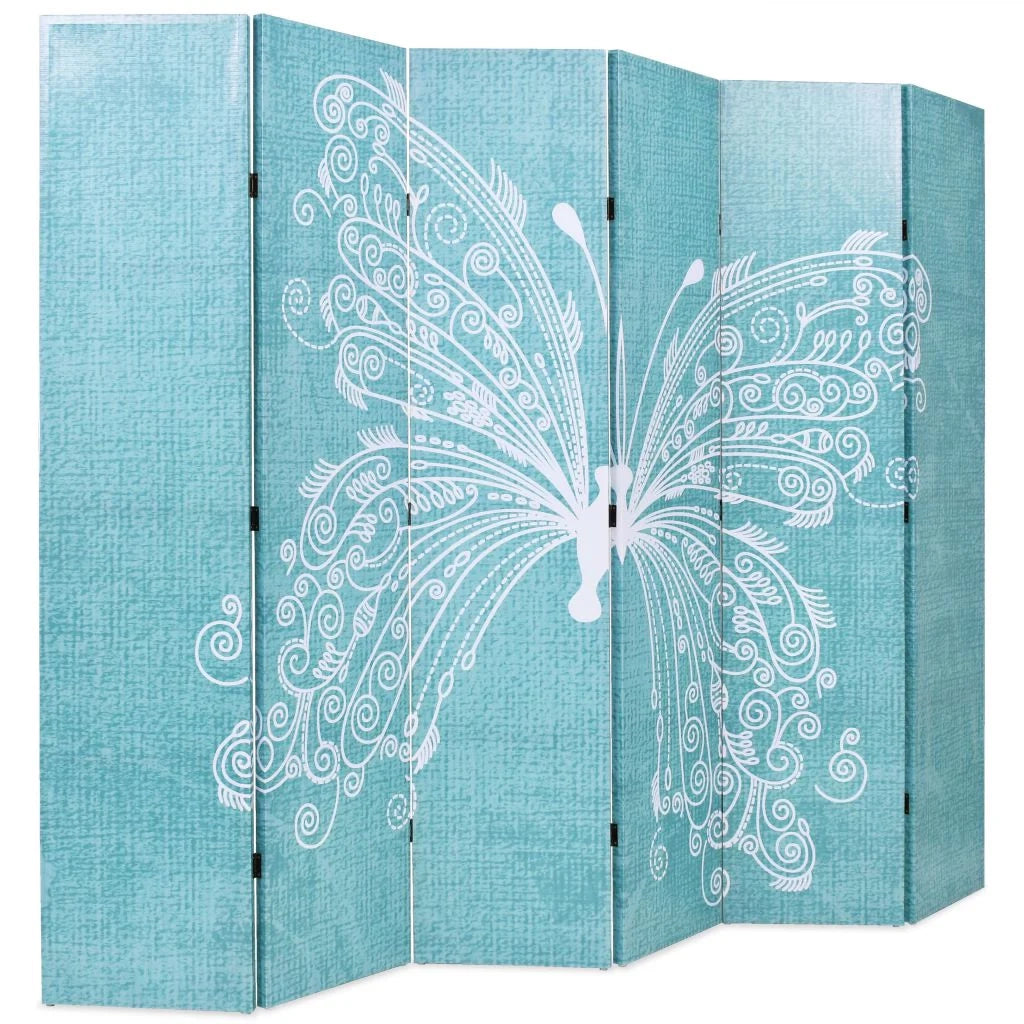 Paravento/divisorio/parete divisoria/decorazione/mobile 228 cm motivo farfalla blu 0802049