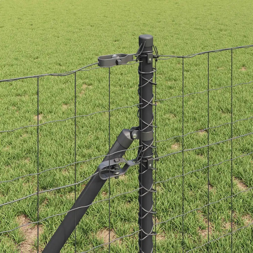 Recinzione con Posto Grigio 0,6 x 50 m Acciaio e PVC