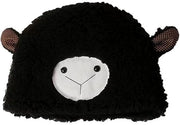 Muta calda e impermeabile in lana per donne con orecchie, adatta per sci e bicicletta. Cappello divertente per ragazze. Cappello da boscaiolo nero.