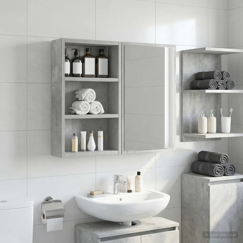 Armadio da bagno a muro Grigio Cemento 30 x 10 x 50 cm 889314