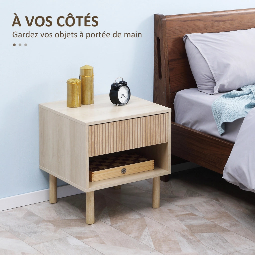 Comodino ¨C zephmum ¨C legno naturale 47x47x50 cm