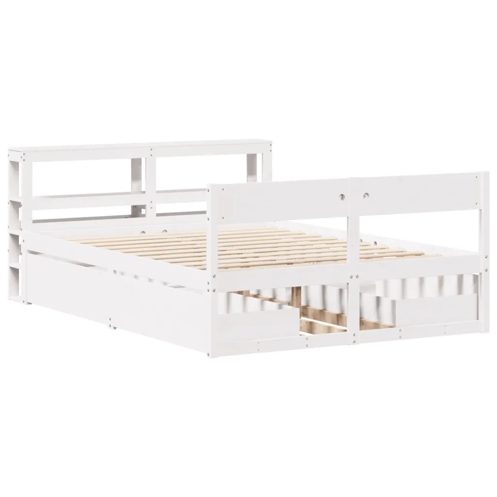 Letto senza Materasso Bianco 160x200 cm Legno Massello di Pino 3306376