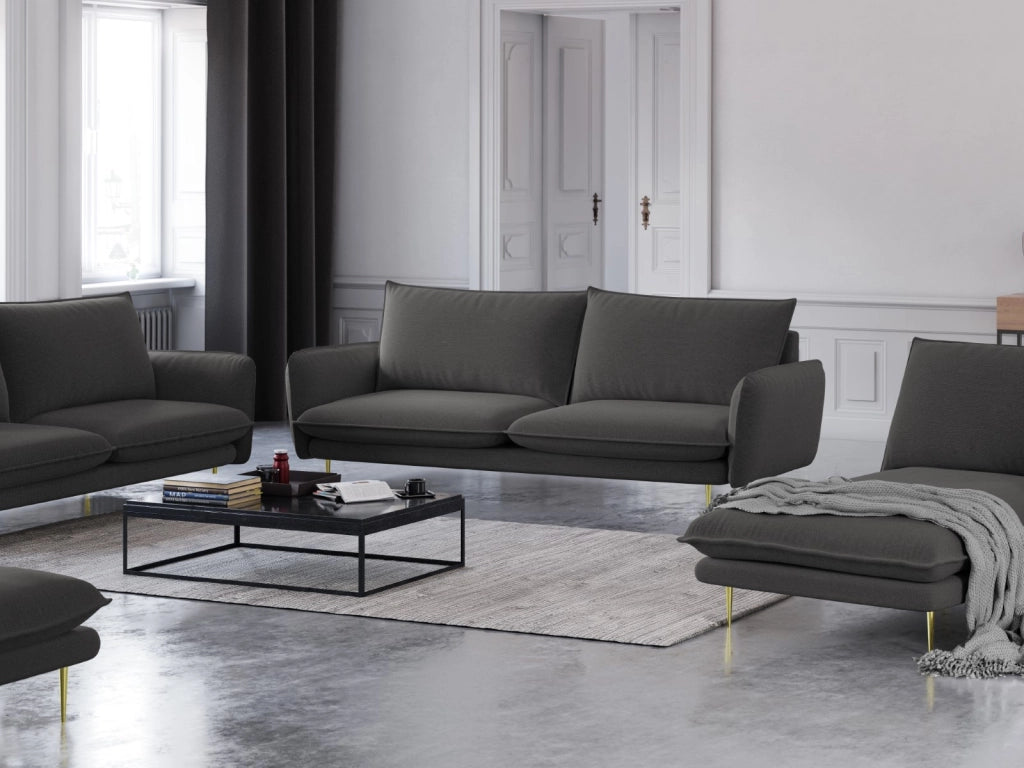 Cosmopolitan Design - Divano "Vienna" 3 posti in tessuto strutturato grigio scuro 