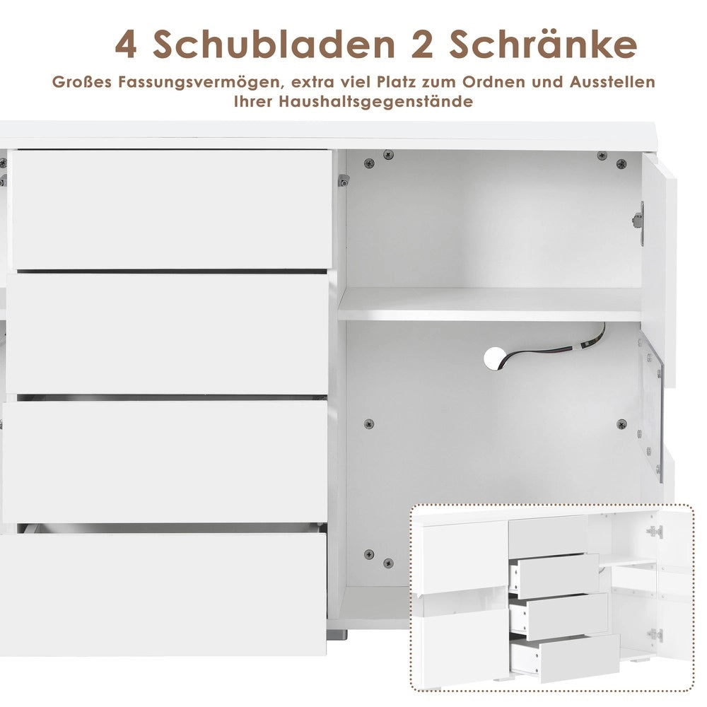 Credenza Laccata con LED 16 Colori ¨C MINIMAL ¨C Bianco Lucido