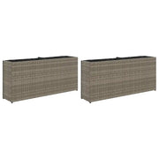 Fioriere | Cassetta per fiori | Vaso da Giardino con 2 Vasi Grigie 90x20x40cm in Polyrattan