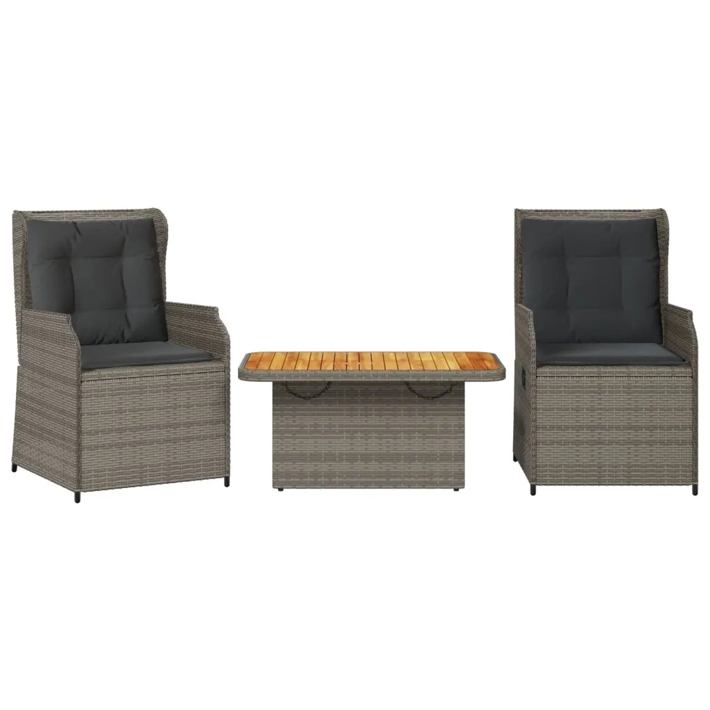 Set Divani da Giardino 3 pz con Cuscini in Polyrattan Grigio 3262733