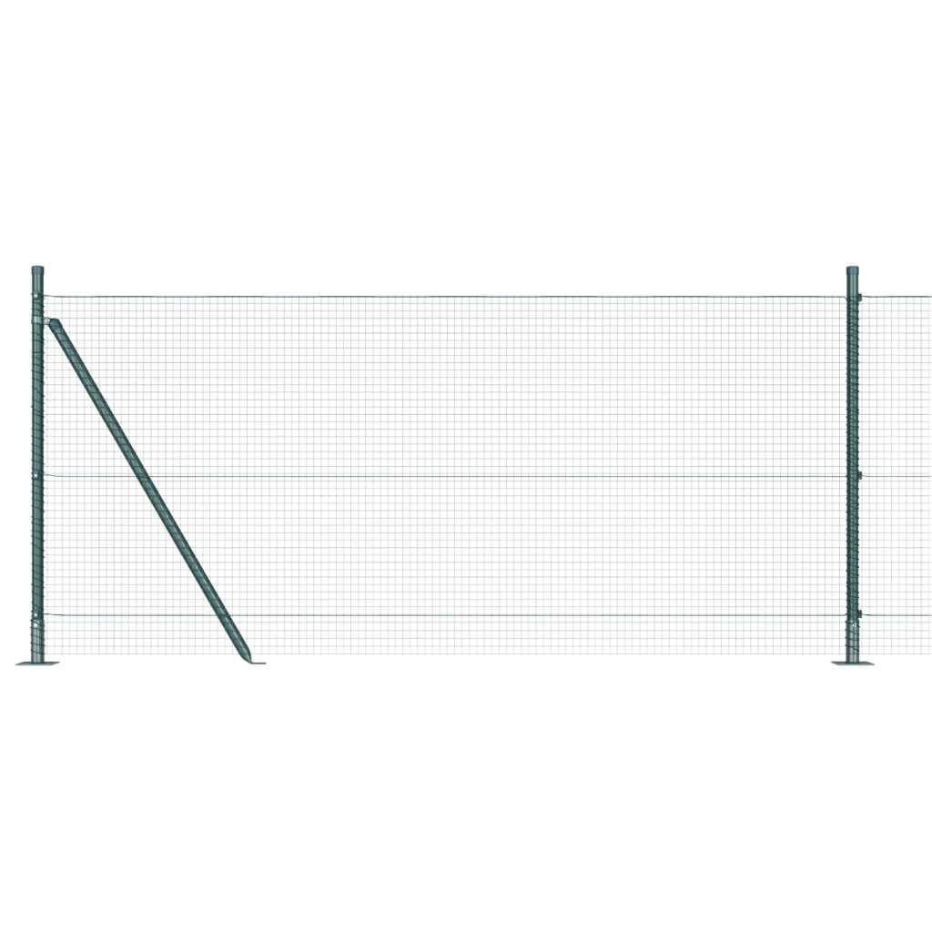 Recinzione in Rete Saldata con 13 Posti Flangiati Verde 1x50 m Acciaio
