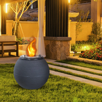 Camino a Bioetanolo Braciere da Pavimento Ø40xh54 cm per Interno ed Esterno Botticelli Ghisa Grigio