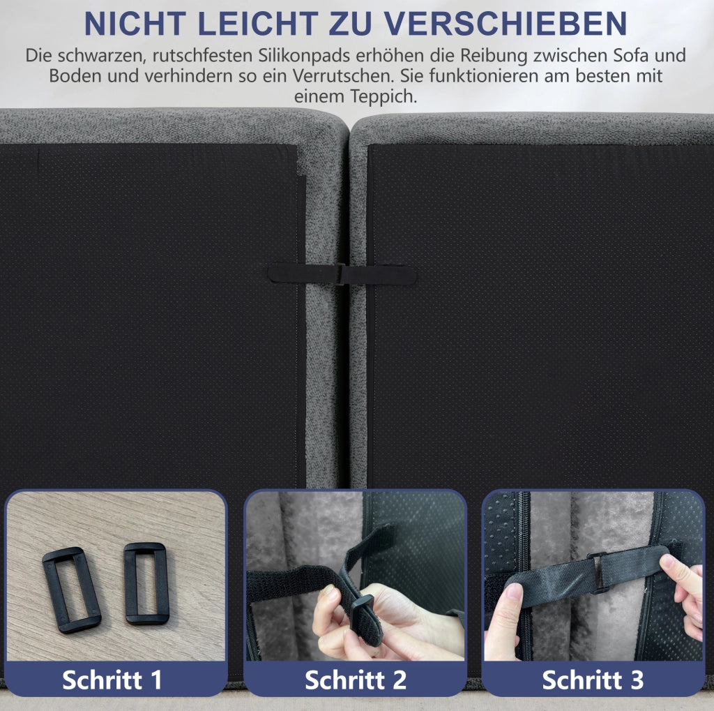 Divano modulare angolare senza struttura 210x165x79 cm in fleece granulato grigio