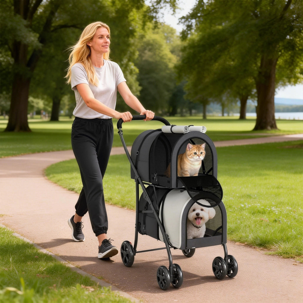Trasportino per Animali Domestici Pieghevole ¨C Zephmum ¨C Grigio 66x50x98cm