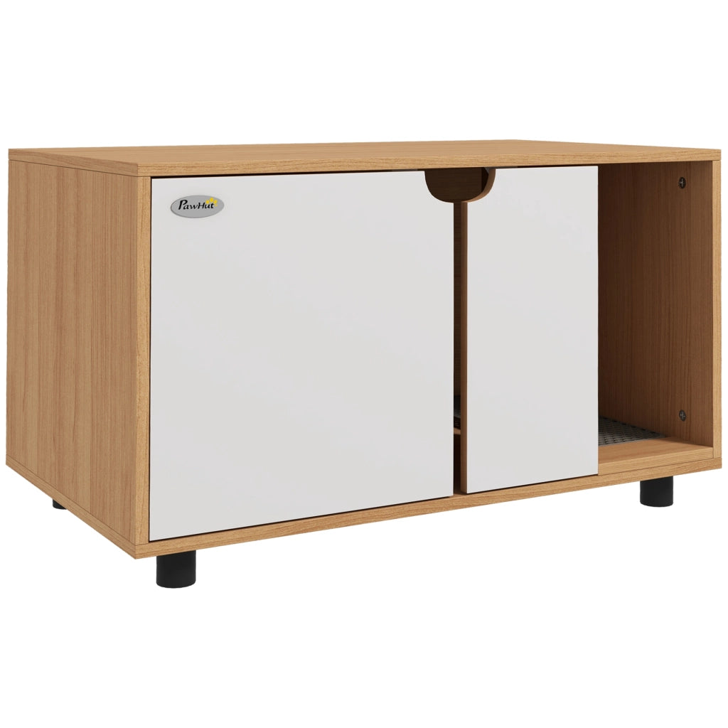 Cassettiera per bagno con ante ¨C zephmum ¨C bianco e naturale 80x48x48 cm