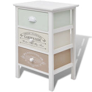 Mobile contenitore con 3 cassetti stile rustico francese 38 x 28 x 57 cm legno bianco 02_0046273