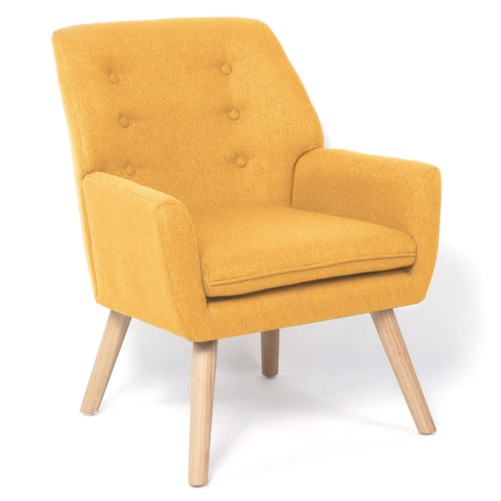 IDMarket - Poltrona scandinava in tessuto giallo senape NAT