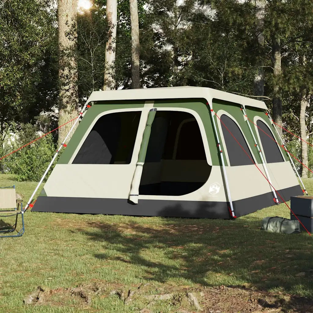 Tenda Familiare a Cupola 8 Persone-Tenda da campeggio Verde a Rilascio Rapido