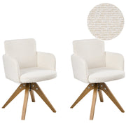 Set di 2 sedie da pranzo girevoli Boucle Rivestimento in tessuto bianco sporco Base con gambe in legno girevoli in metallo