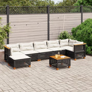 Set Divani da Giardino con Cuscini 8 pz Nero in Polyrattan 3261932
