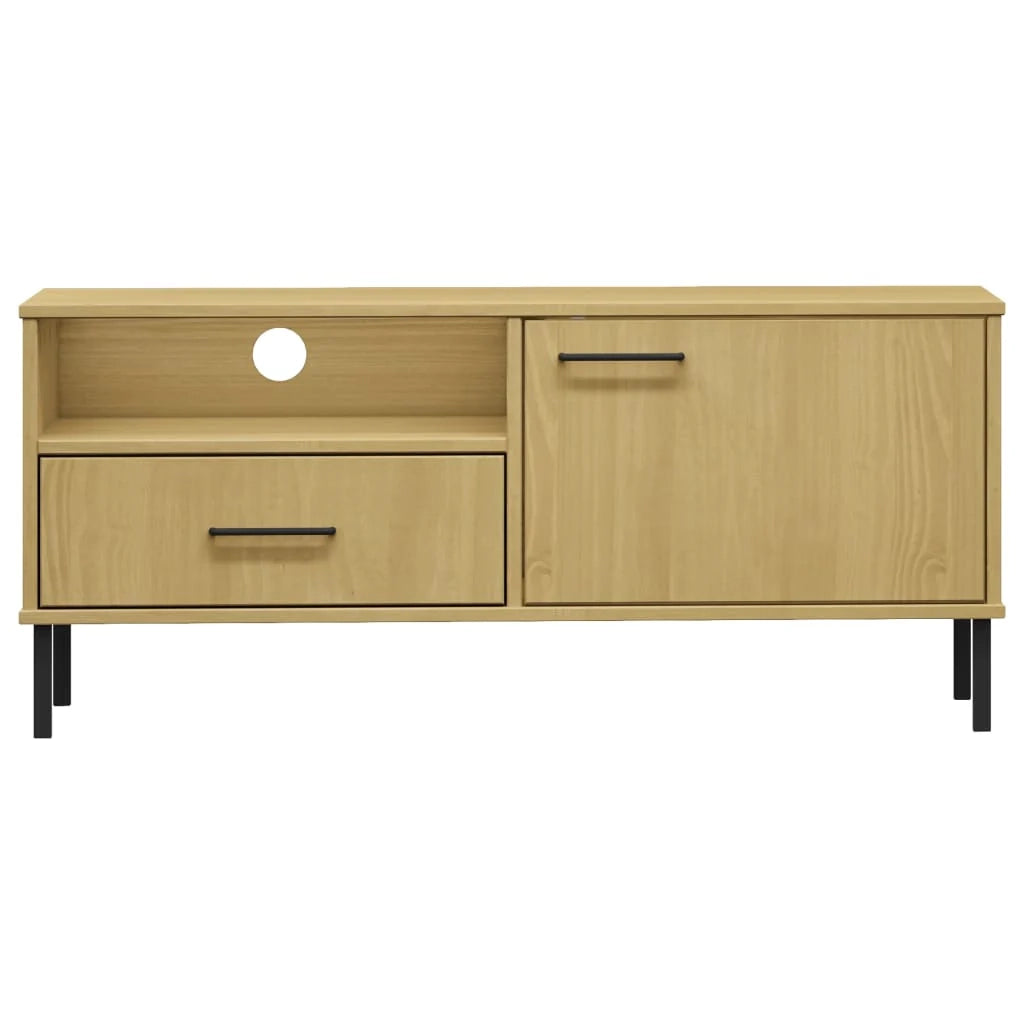 Mobile TV multimediale scaffale TV credenza mobile TV sala da pranzo soggiorno camera da letto con gambe in metallo legno massello di pino marrone 02_0026868