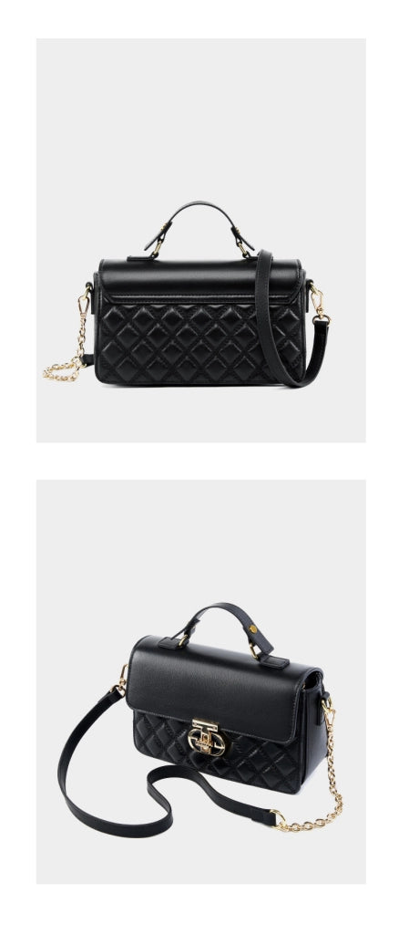 Borsa a tracolla da donna in vera pelle nera