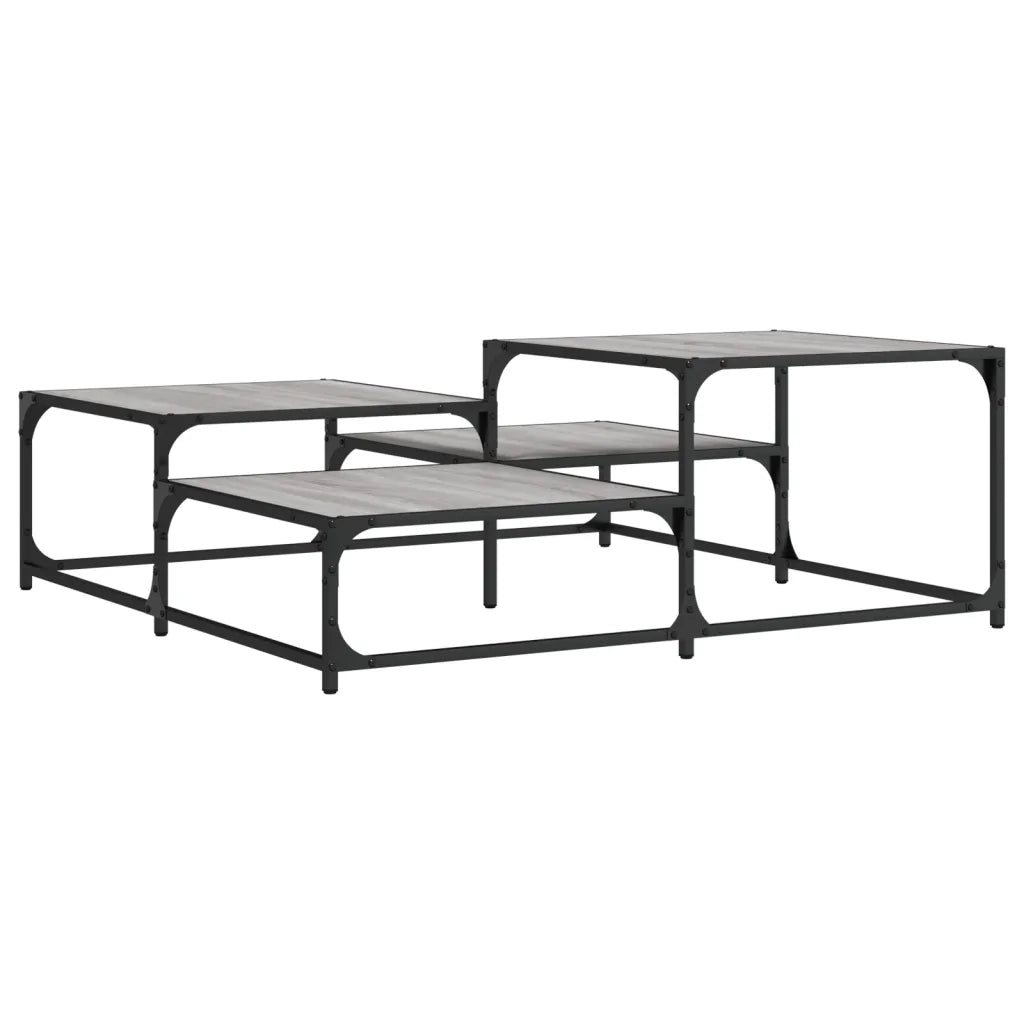 Tavolino Salotto-Tavolino da soggiorno-Tavolo Grigio Sonoma 107x107x40 cm Legno Multistrato