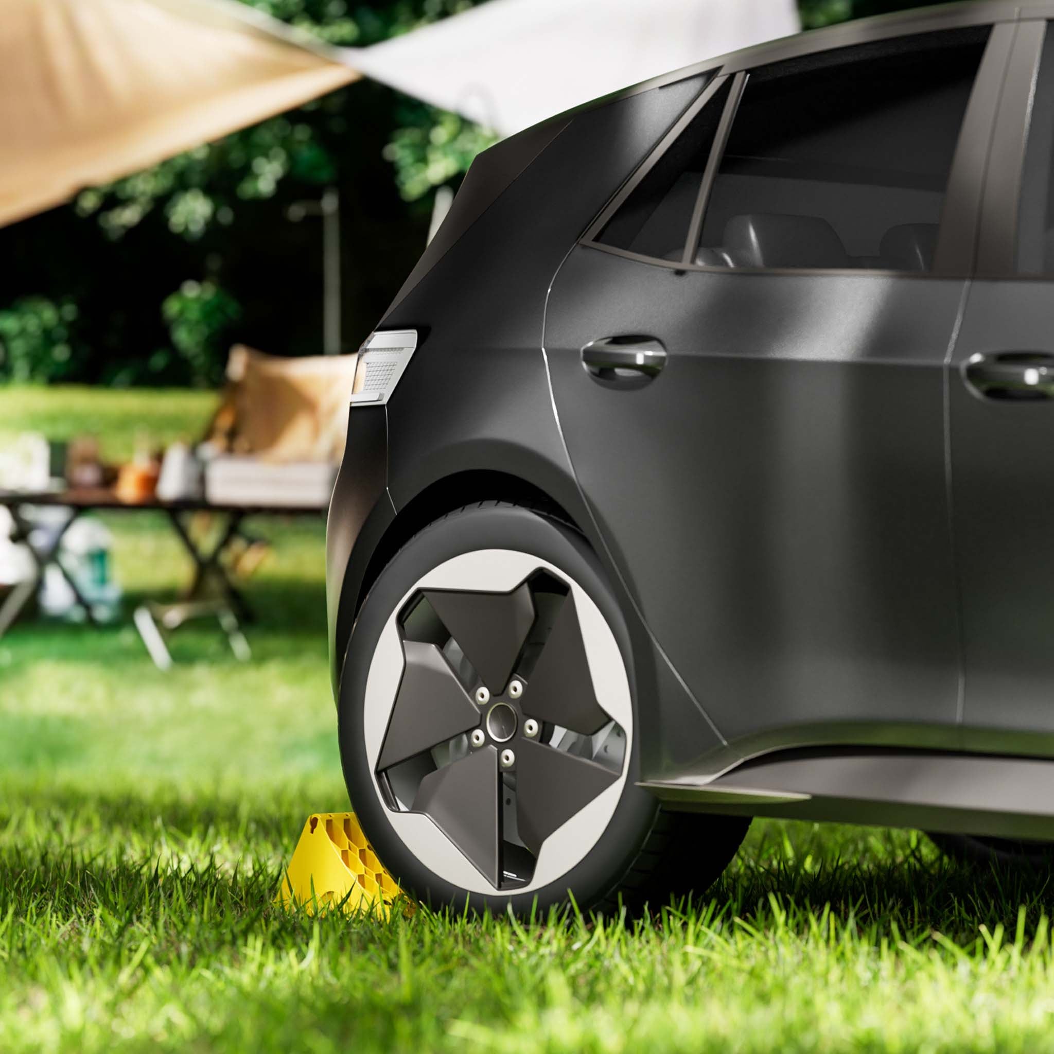 Cunei fermaruota, set di 2 cunei per ruote, capacità 6,5 t/coppia, per autocarri e rimorchi, con piastra dentellata in metallo