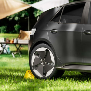 Cunei fermaruota, set di 2 cunei per ruote, capacità 6,5 t/coppia, per autocarri e rimorchi, con piastra dentellata in metallo