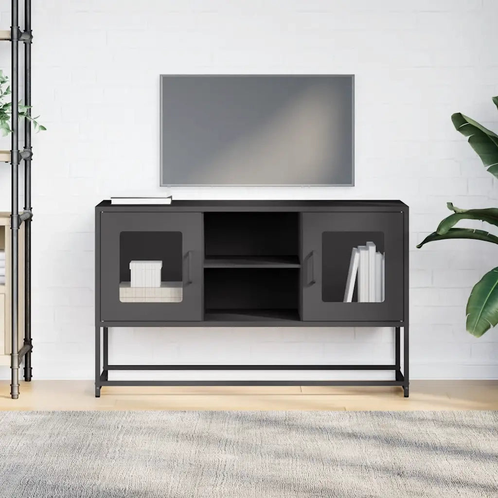 Mobile TV-Credenza per TV-Console TV Nero 100,5x39x60,5 cm in Acciaio 100759