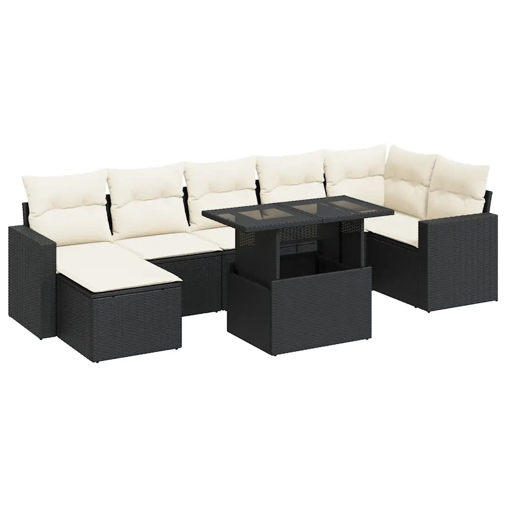 Set Divani da Giardino con Cuscini 8 pz Nero in Polyrattan 3326357