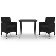 Set da Pranzo da Giardino 3 pz | Set Salotto da Giardino con Cuscini Polyrattan e Vetro