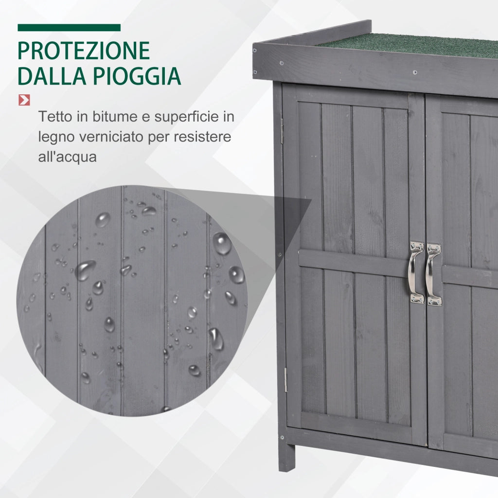 Armadio da Giardino ¨C Zephmum ¨C Legno di Abete, Grigio Scuro, 74x43x88 cm