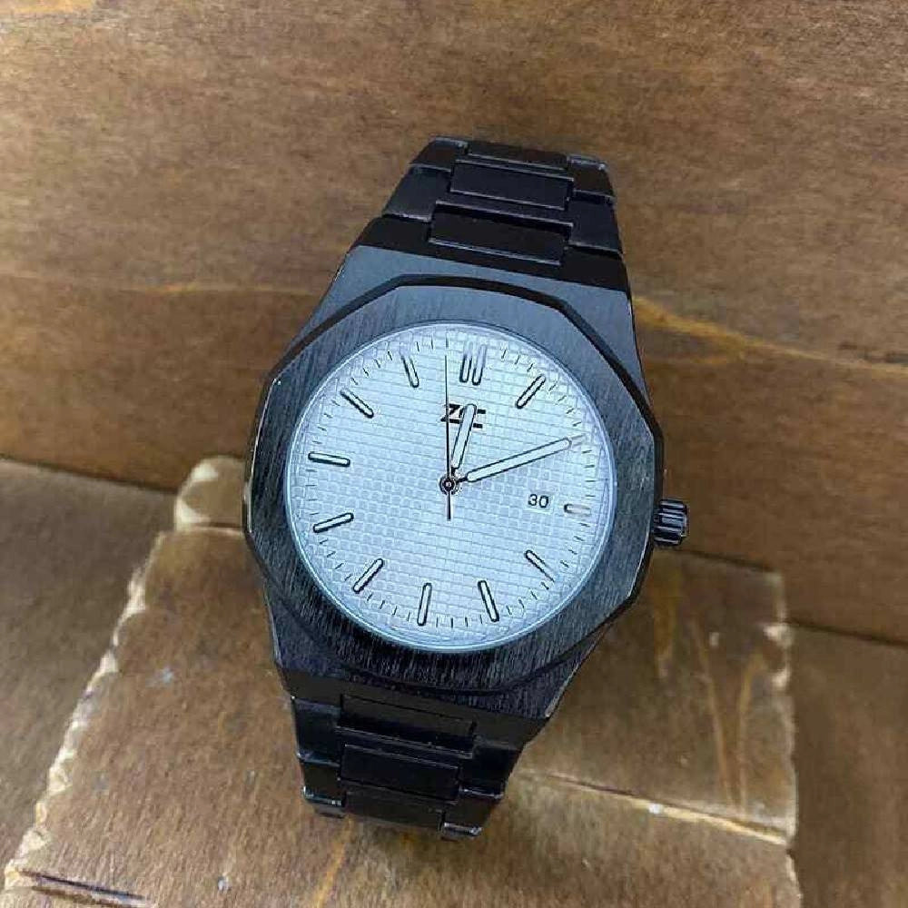 Trade Shop - Orologio Da Polso Zcc Uomo Al Quarzo Analogico Data Elegante Nero Fondo Bianco -