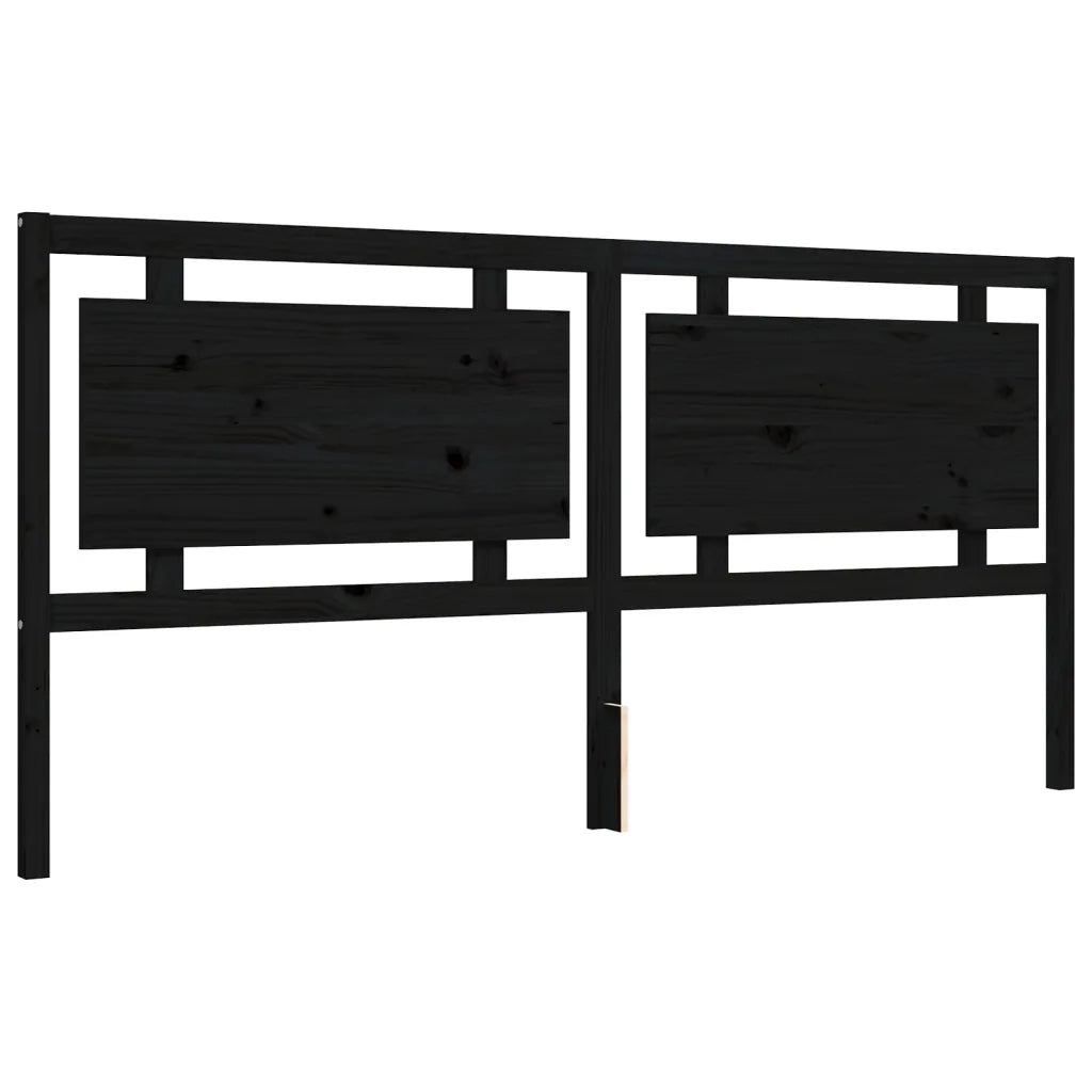 Letto matrimoniale | Letto per adulti | Giroletto con Testiera Nero 200x200 cm in Legno Massello