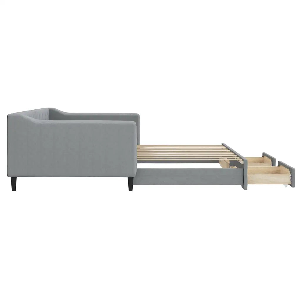 Divano Letto Estraibile Cassetti Grigio Chiaro 100x190 Tessuto 3197505
