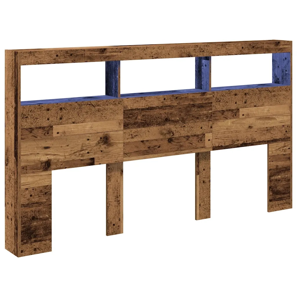 Testiera | Testata con Contenitore a LED Legno Antico 180x17x102 cm