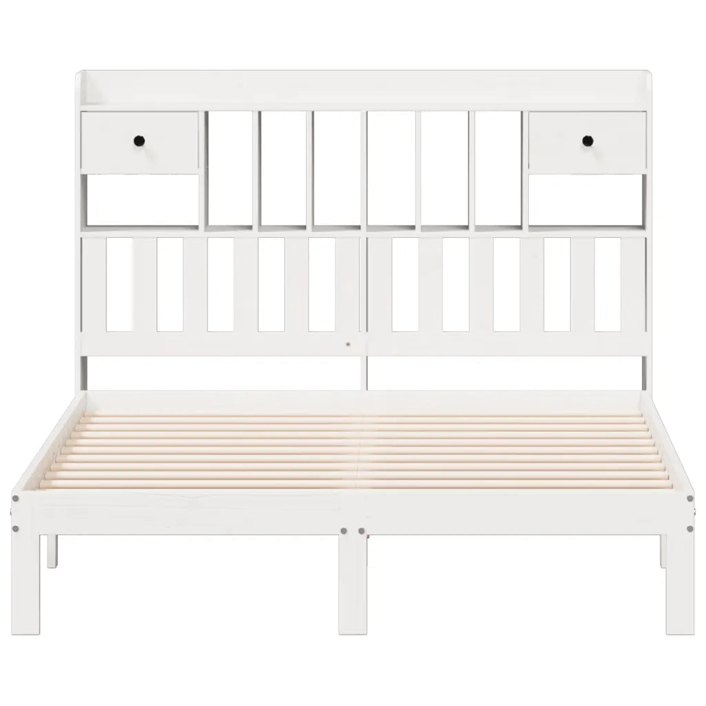 Letto Libreria senza Materasso Bianco 140x190 cm Legno di Pino 3322594
